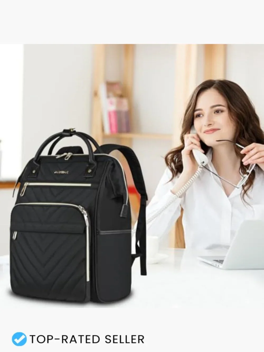 17 Inch Laptop Backpack Large Capacity Waterproof Nylon Travel Daypack Work Bag